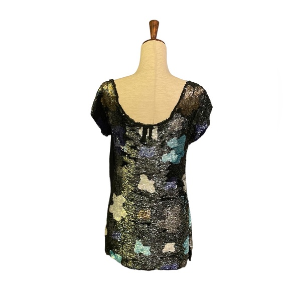 Sequin All Over Multi Color Top, Pull Over with Stretch Med - Picture 7 of 11
